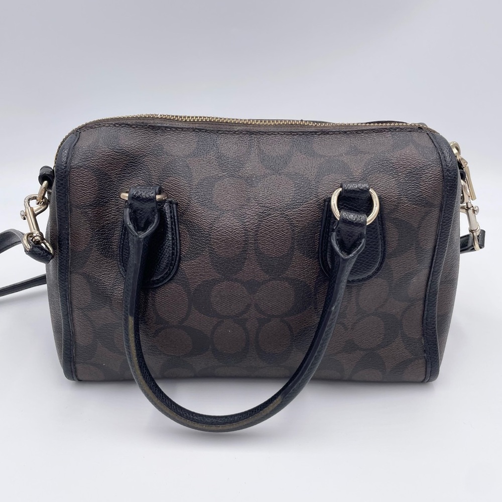Coach Mini Bennett Satchel Bag Purse Signature Coated Canvas Leather Crossbody - Picture 4 of 13